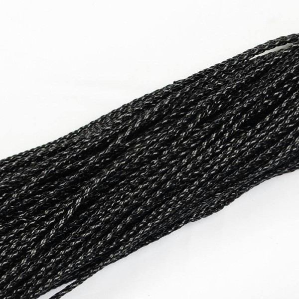 Lot de 1 m de cordon tressé imitation cuir noir - Photo n°1