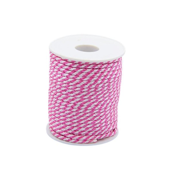 Lot de 5 m de fil polyester bicolore 3 mm blanc rose - Photo n°1
