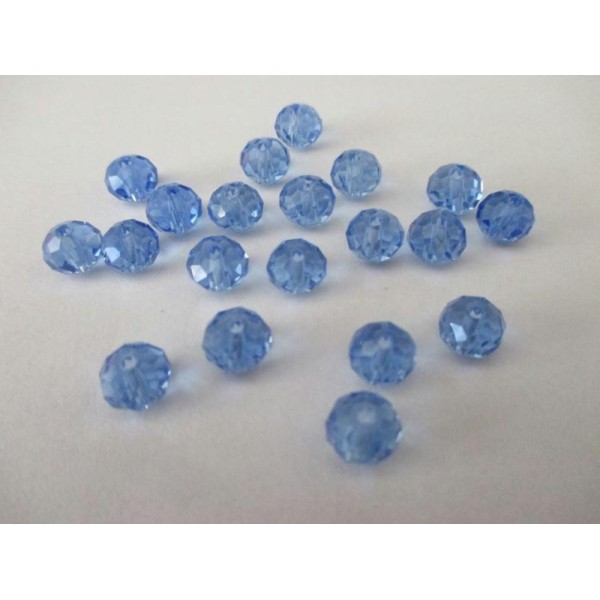 Lot de 20 perles en verre à facette 8x6 mm bleu azur - Photo n°1