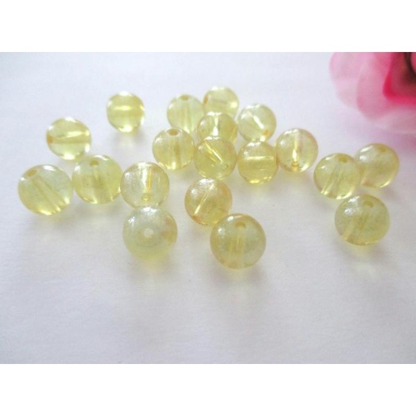 Lot de 20 perles en verre 8 mm jaune - Photo n°1