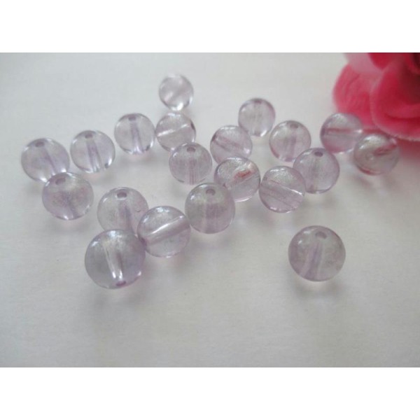 Lot de 20 perles en verre 8 mm lilas - Photo n°1
