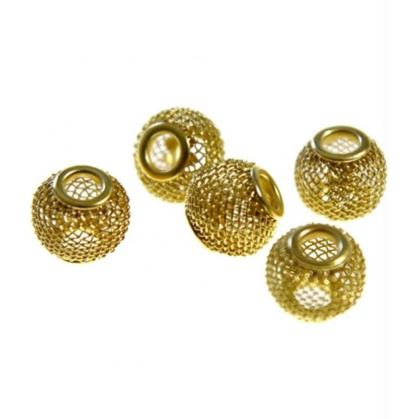 Perles metal tressé boules treillis 12 mm (5 pièces) - Photo n°1