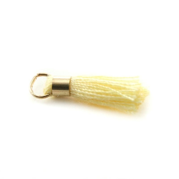 Pompon jaune 15 mm - anneau doré - Photo n°1