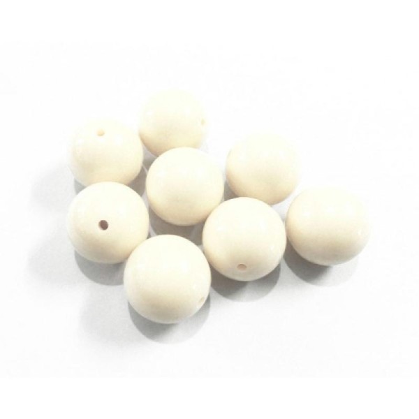 10x perles plastique Rondes 10mm BLANC CASSE - Photo n°1