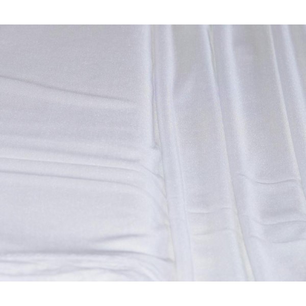 Tissu Mousseline Lycra – Polyester Elasthanne – Fluide – Blanc – Coupe par 50 cms - Photo n°1
