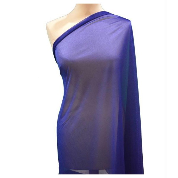 Tissu Mousseline Lycra – Polyester Elasthanne – Fluide – Bleu Royal – Coupe par 50 cms - Photo n°2