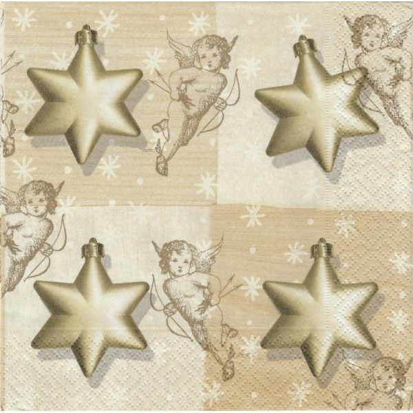 4 Serviettes en papier Ange étoile de Noël Format Lunch - Photo n°1