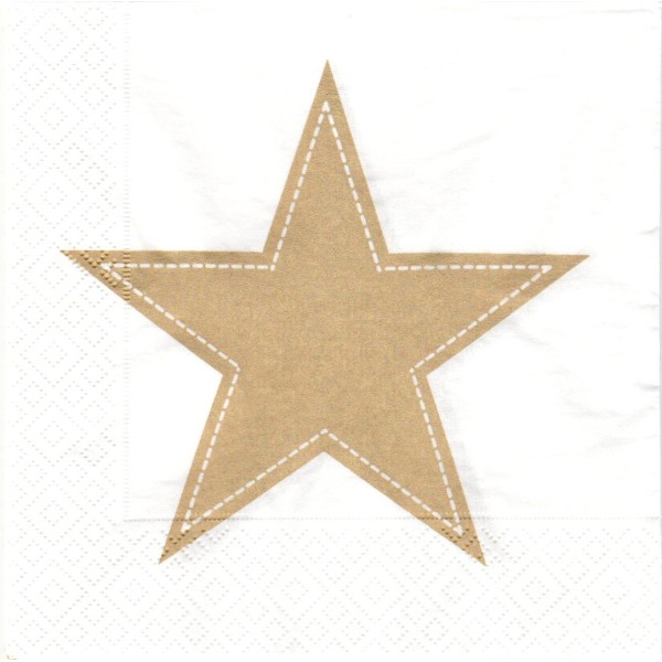 4 Serviettes en papier Noël étoile dorée Format Lunch Decoupage Decopatch 60834 Paper+Design - Photo n°1
