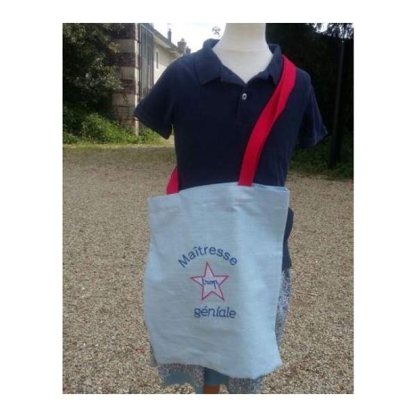 Kit Couture Enfant :  Tote Bag maîtresse bleu / rouge - Photo n°1