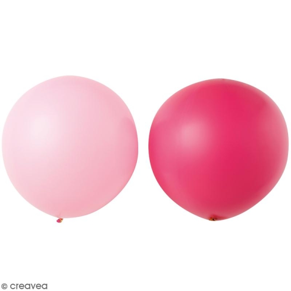 Maxi Ballons de baudruche Rico Design YEY - Rose clair et rose fuchsia - 90 cm - 2 pcs - Photo n°1