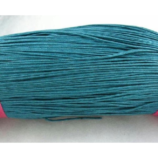 Lot de 10 m de fil coton ciré 1 mm turquoise - Photo n°1