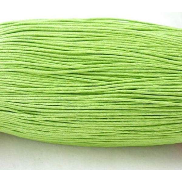 Lot de 10 m de fil coton ciré 1 mm vert chartreuse - Photo n°1