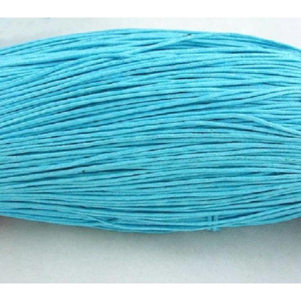 Lot de 10 m de fil coton ciré 1 mm bleu cyan - Photo n°1