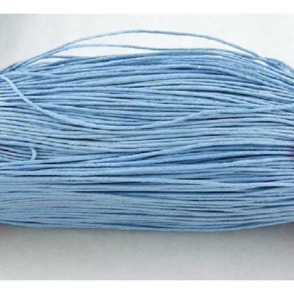 Lot de 10 m de fil coton ciré 1 mm bleu ciel - Photo n°1