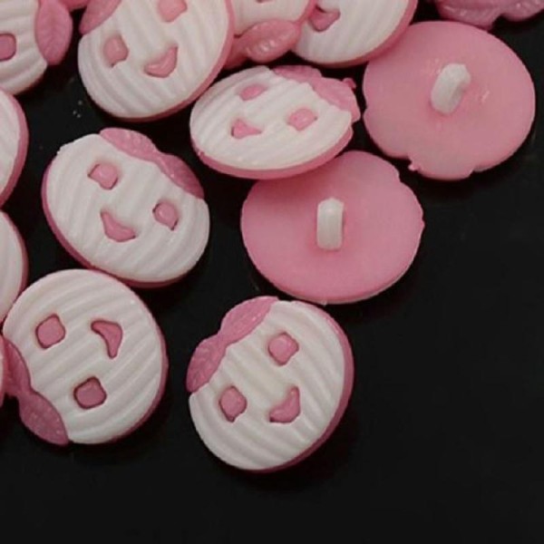 Lot de 10 boutons acryliques fantaisies rose blanc - Photo n°1