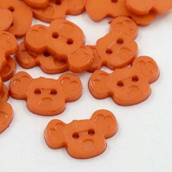 Lot de 10 boutons acryliques fantaisies orange - Photo n°1