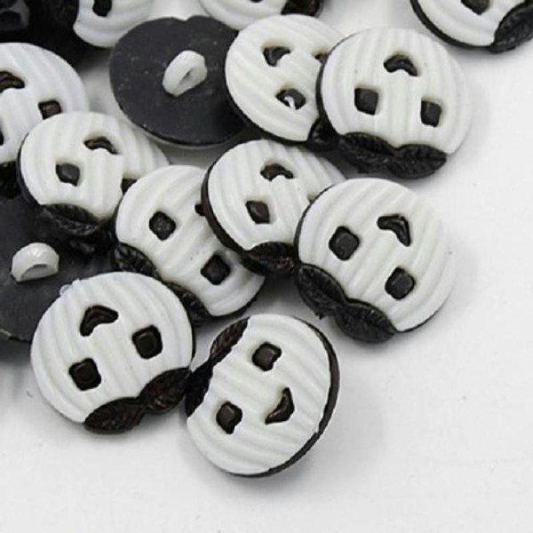 Lot de 10 boutons acryliques fantaisies blanc noir - Photo n°1
