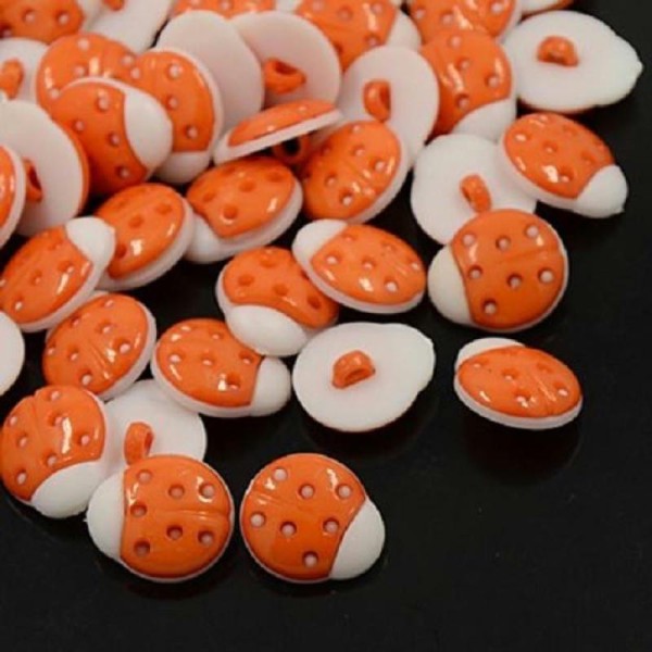 Lot de 10 boutons acryliques fantaisies orange - Photo n°1