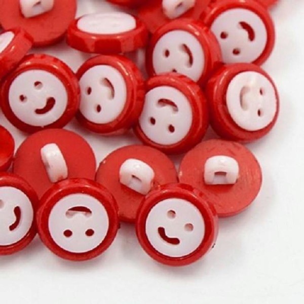 Lot de 10 boutons acryliques fantaisies rouge blanc - Photo n°1