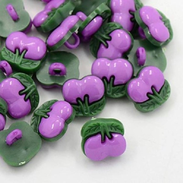Lot de 10 boutons acryliques fantaisies violet vert - Photo n°1