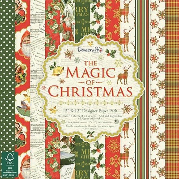 36 Papiers Fantaisis DOVECRAFT COLLECTIONS 30.5 cm THE MAGIC OF CHRISTMAS - Photo n°1