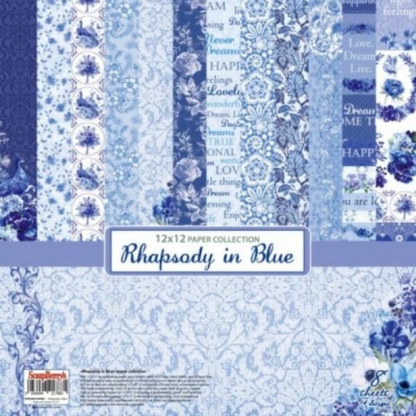 8 Papiers Fantaisis 30.5 cm SCRAPBERRY'S RHAPSODY IN BLUE - Photo n°1