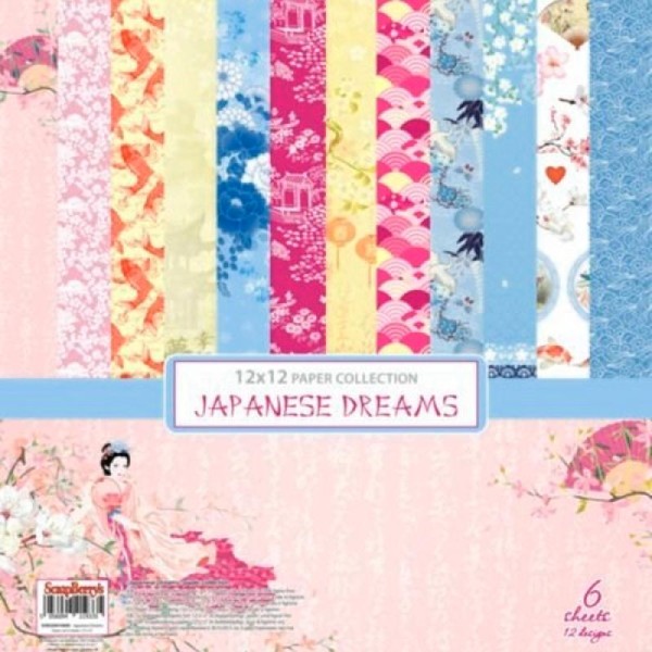 6 Papiers Fantaisis 30.5 cm SCRAPBERRY'S JAPANESE DREAMS - Photo n°1