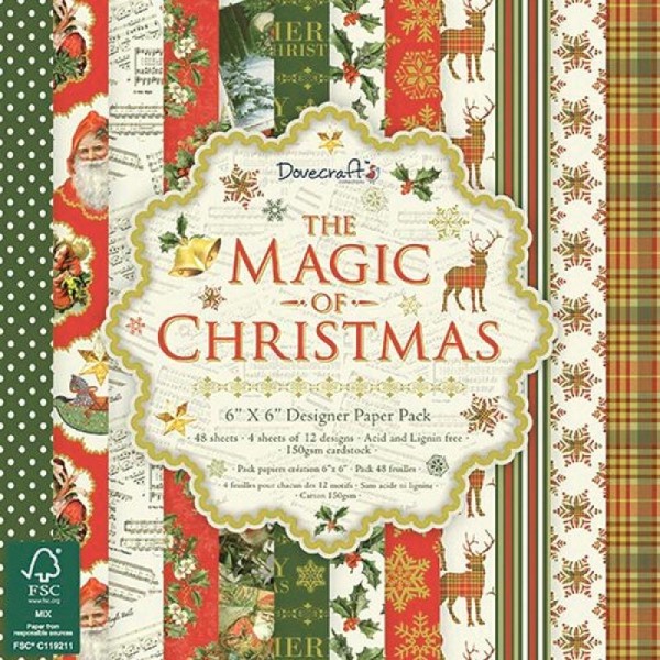 48 papiers 15.2 x 15.2 cm Dovecraft THE MAGIC OF CHRISTMAS - Photo n°1