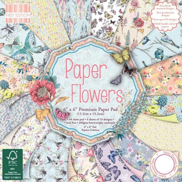 64 papiers 15.2 x 15.2 cm First Edition PAPER FLOWERS - Photo n°1