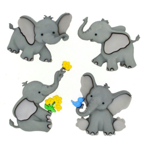 Boutons Dress It Up - Tiny Trunks : Eléphant - Photo n°1