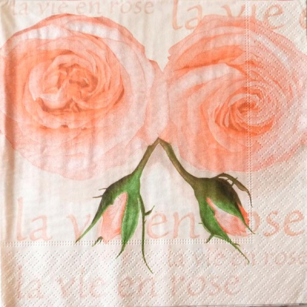 4 serviettes en papier découpage collage 33 cm LA VIE EN ROSE 139 - Photo n°1