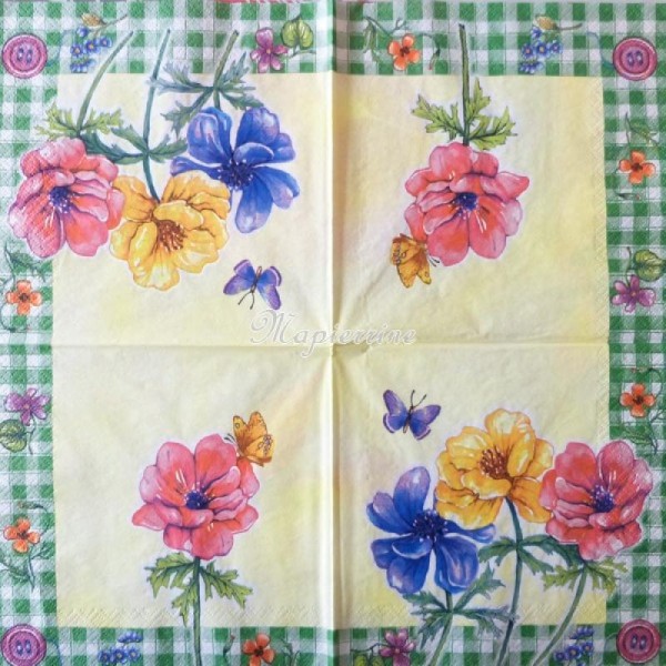 4 serviettes en papier découpage collage 33 cm FLEUR 69 - Photo n°2