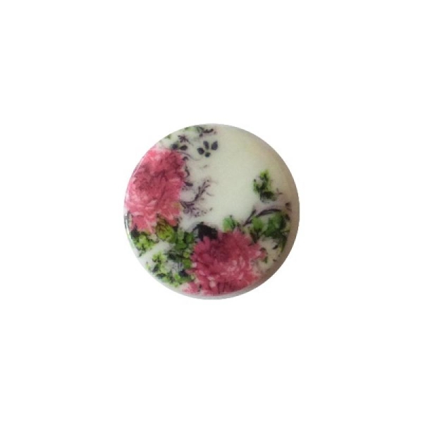 3 perles rondes fabrication bijoux en nacre 2,5 cm GROSSE FLEUR ROSE - Photo n°1