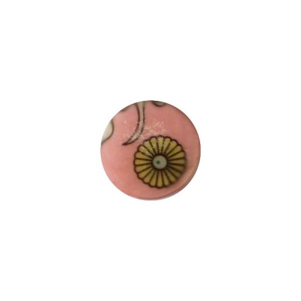 3 perles rondes fabrication bijoux en nacre 2 cm ROSE FLEUR - Photo n°1