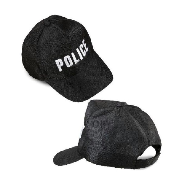Casquette noire ajustable brodée police - Photo n°1