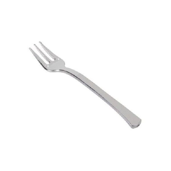 50 mini fourchettes argentées PVC - 10 cm - Photo n°1