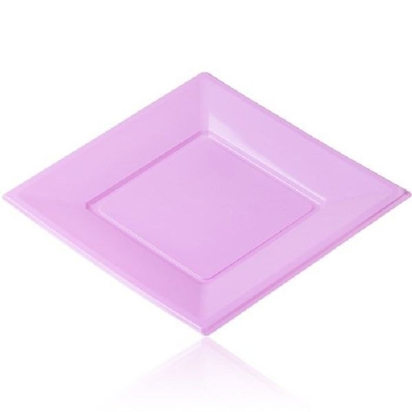 12 grandes assiettes carrées parme jetables PVC souple - 23 cm x 23 cm - Photo n°1
