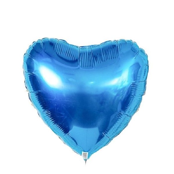 Ballon alu cœur bleu 45 cm - Photo n°1