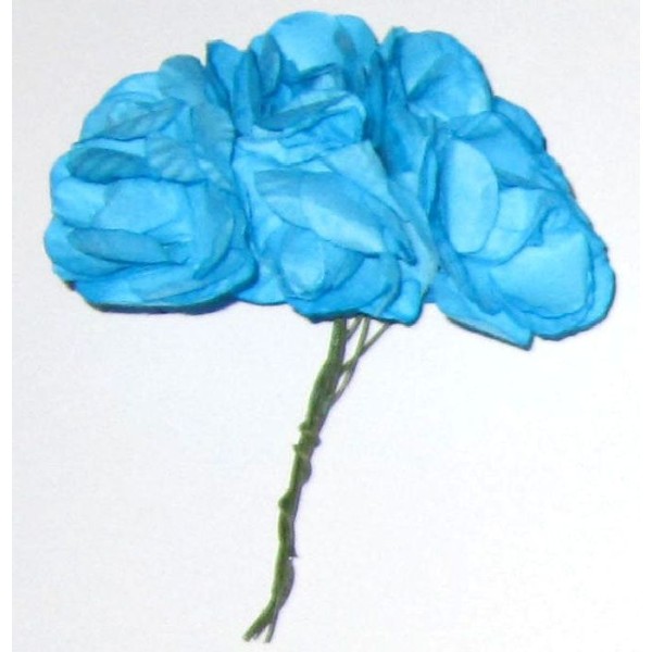 24 Roses turquoise déco 8 cm - Photo n°1