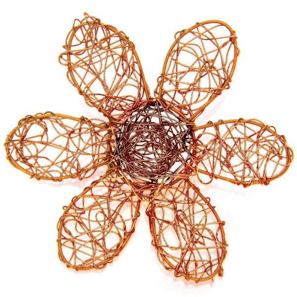 Fleur en fil de fer bicolore moyenne Orange et brun 10 cm - Photo n°1