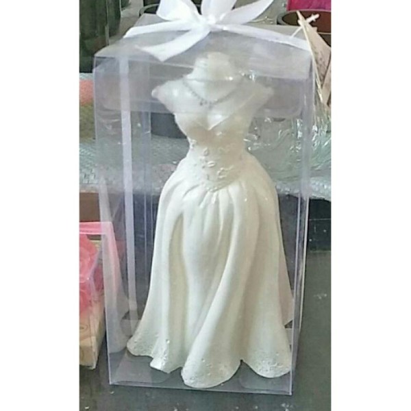 1 Bougie robe blanche - 12 x 6 cm - Photo n°1