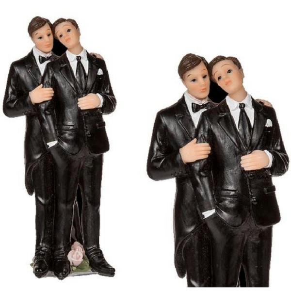 1 Couple de mariés masculins polyrésine 13x5 cm - Photo n°1