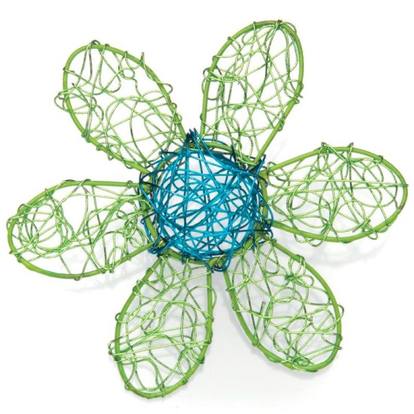 Fleur en fil de fer bicolore moyenne Vert et turquoise 10 cm - Photo n°1