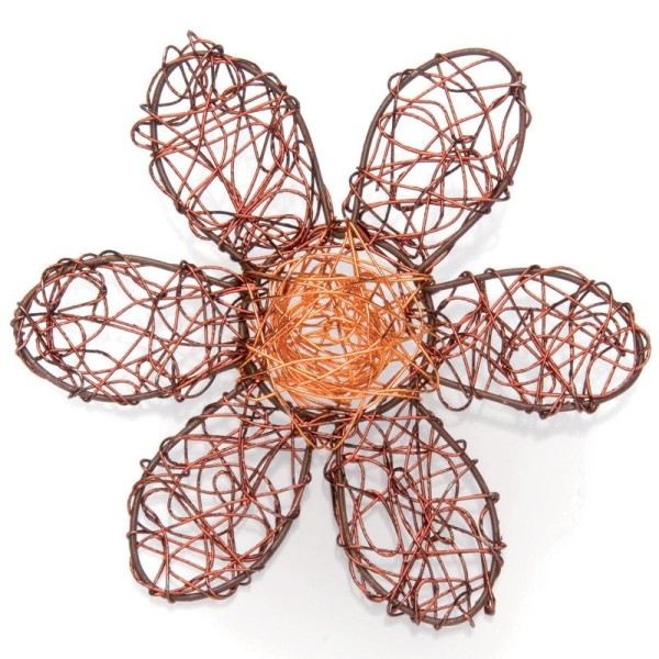 Fleur en fil de fer bicolore moyenne Brun et orange 10 cm - Photo n°1