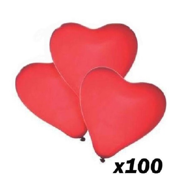 100 Ballons coeur rouge 30 cm - Photo n°1