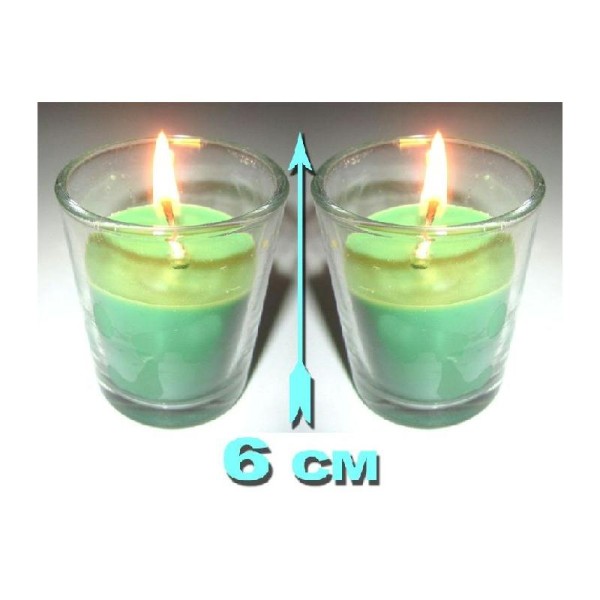 2 Bougies en verre parfumées vertes 6 x 4 cm - Photo n°1