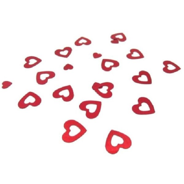 30 gr Confettis métal coeurs rouges 1.5 cm - Photo n°1