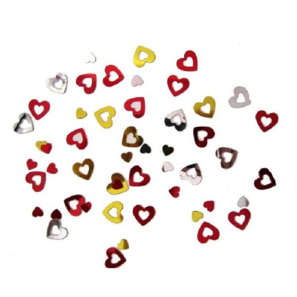 30 gr Confettis métal rigides coeurs multicolores 1.5 cm - Photo n°1
