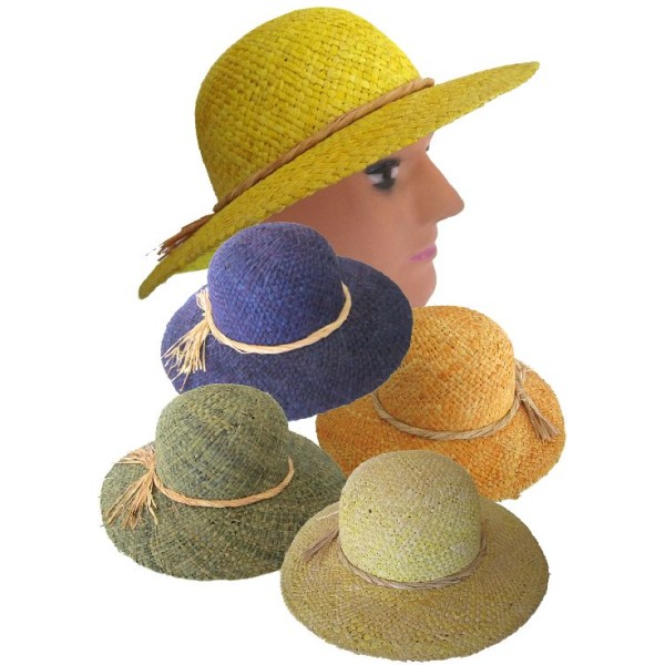 4 Chapeaux de fermière paille avec noeud - Photo n°1