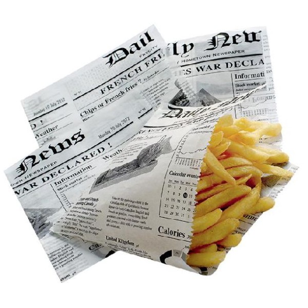 50 Cornets frites papier alimentaire imprimé journal - 13 x 13 cm - Photo n°1